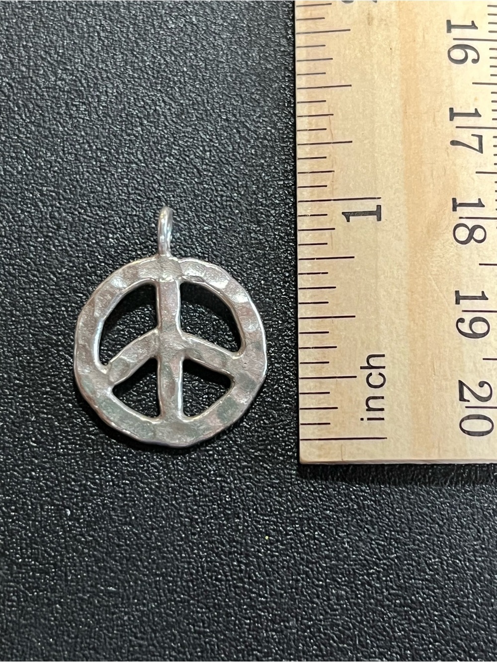 Sterling Silver Peace Symbol Pendant. Hammered finish. 925
